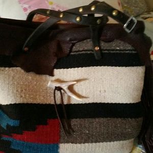 Leather and horse blanket bag